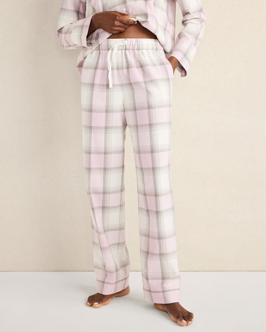 LIGHTWEIGHT FLANNEL FROSTED PLAID PAJAMA PANTS