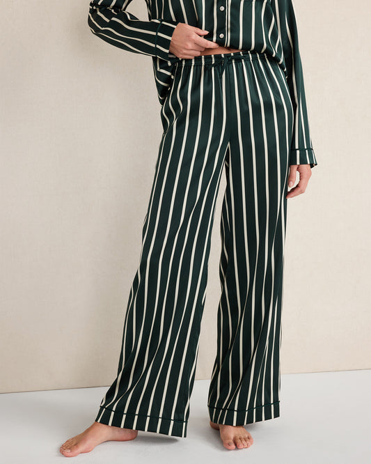 WASHABLE SILK PINSTRIPE PAJAMA PANTS