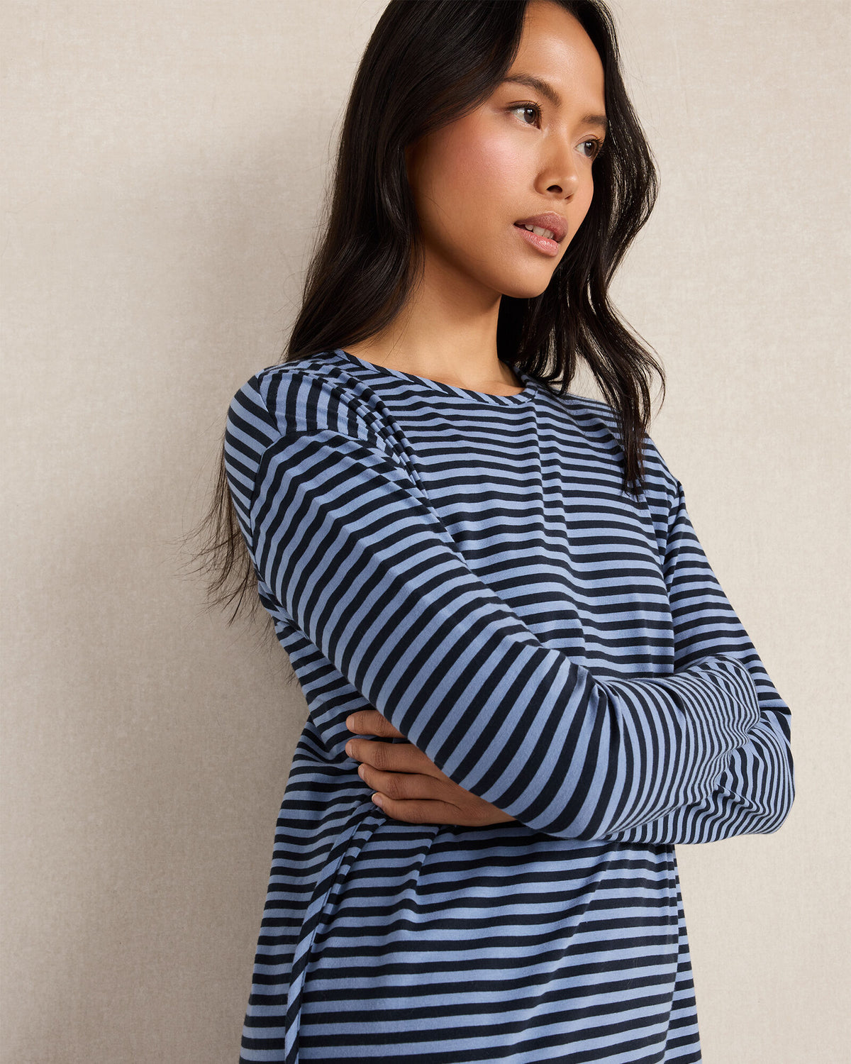 ORGANIC COTTON JERSEY BOLD STRIPE SLEEP DRESS