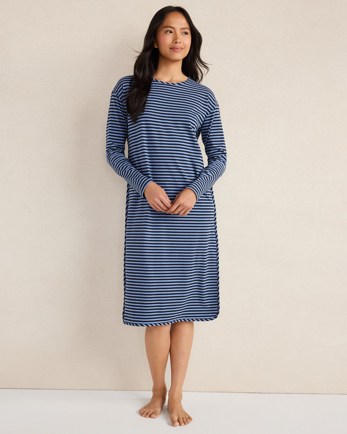ORGANIC COTTON JERSEY BOLD STRIPE SLEEP DRESS