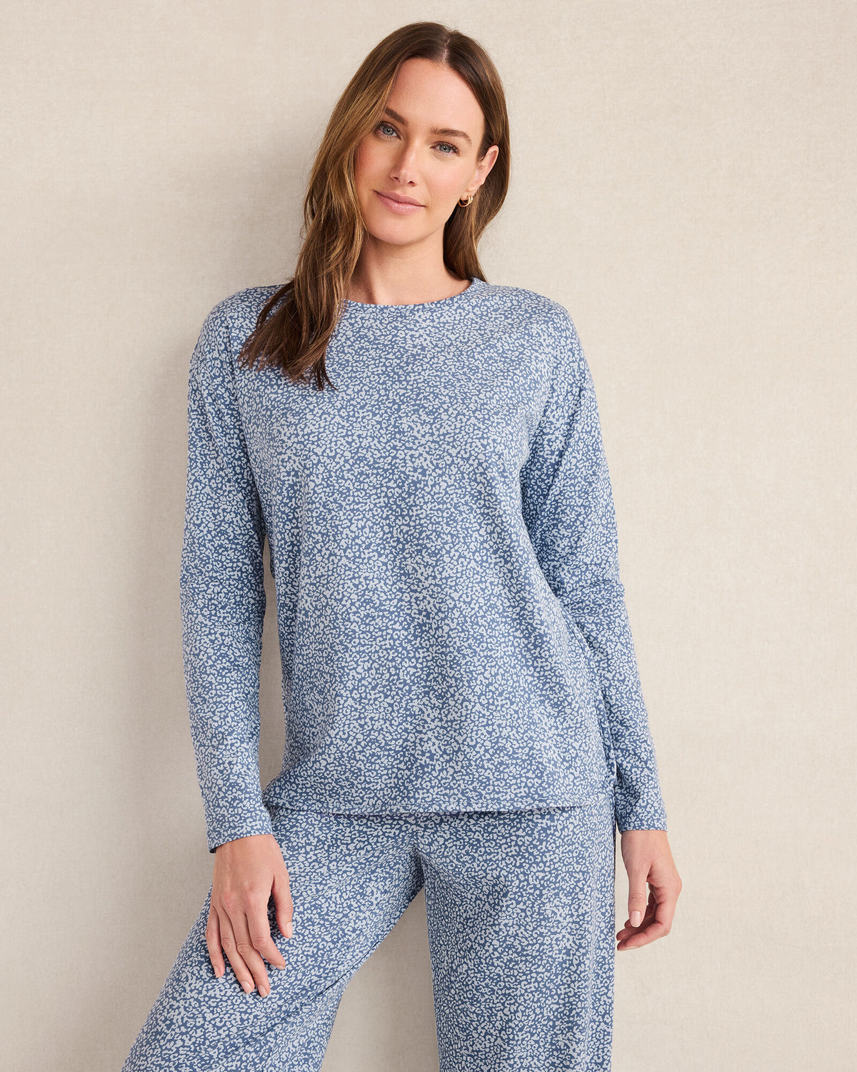 ORGANIC COTTON JERSEY ANIMAL PRINT PAJAMA TOP