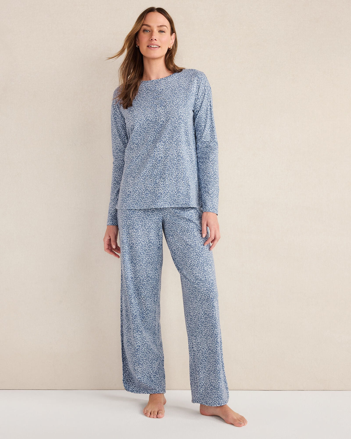 ORGANIC COTTON JERSEY ANIMAL PRINT PAJAMA TOP