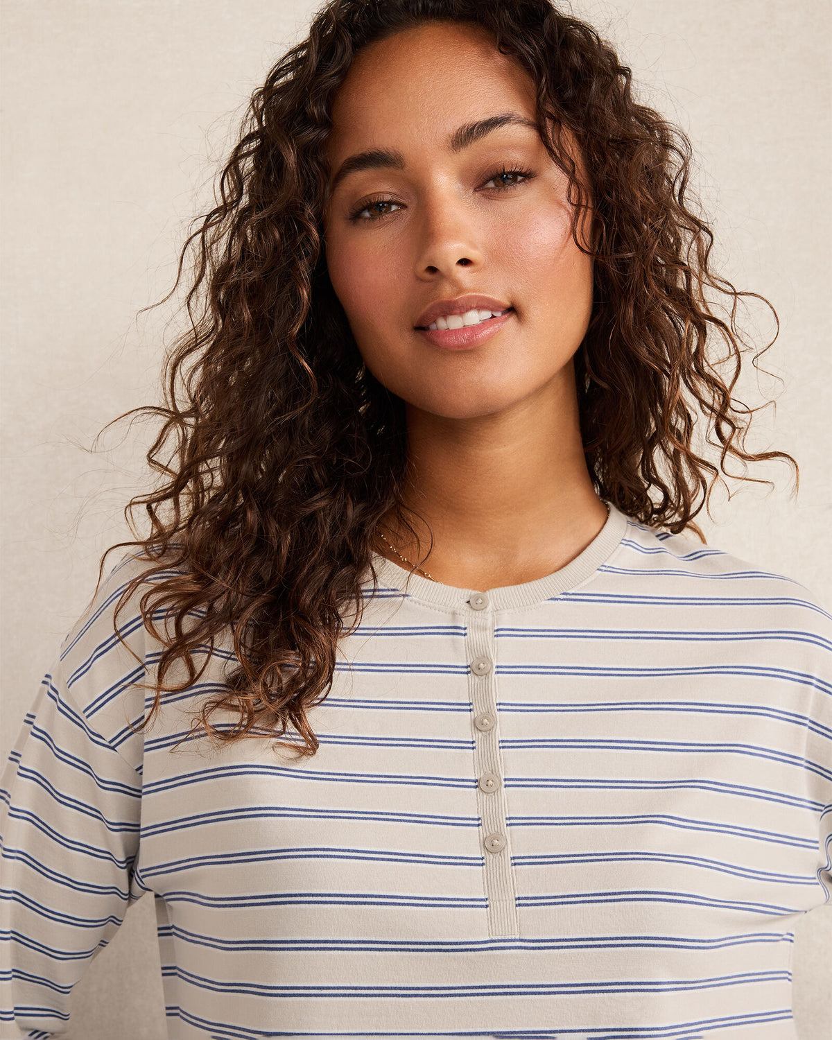 ORGANIC COTTON JERSEY STRIPE HENLEY