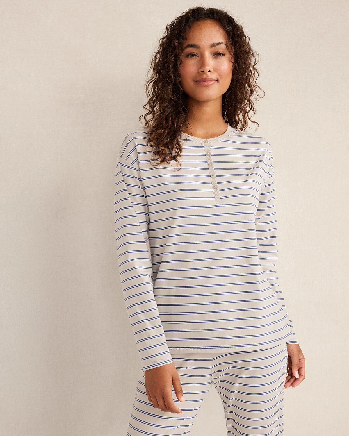 ORGANIC COTTON JERSEY STRIPE HENLEY