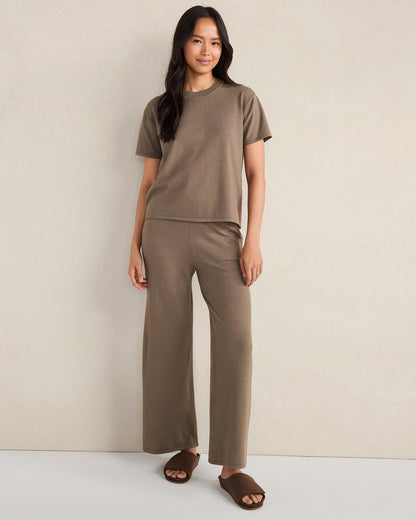 RELAXED JERSEY WIDE LEG PANTS