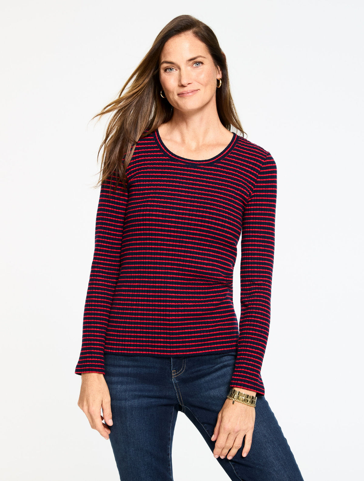 SCOOP NECK TOP - VERONICA STRIPE