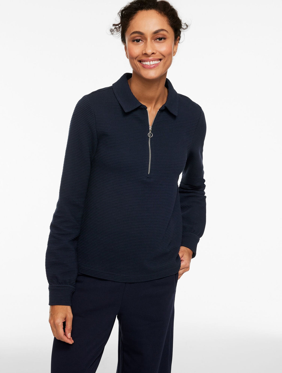 OTTOMAN KNIT HALF-ZIP PULLOVER