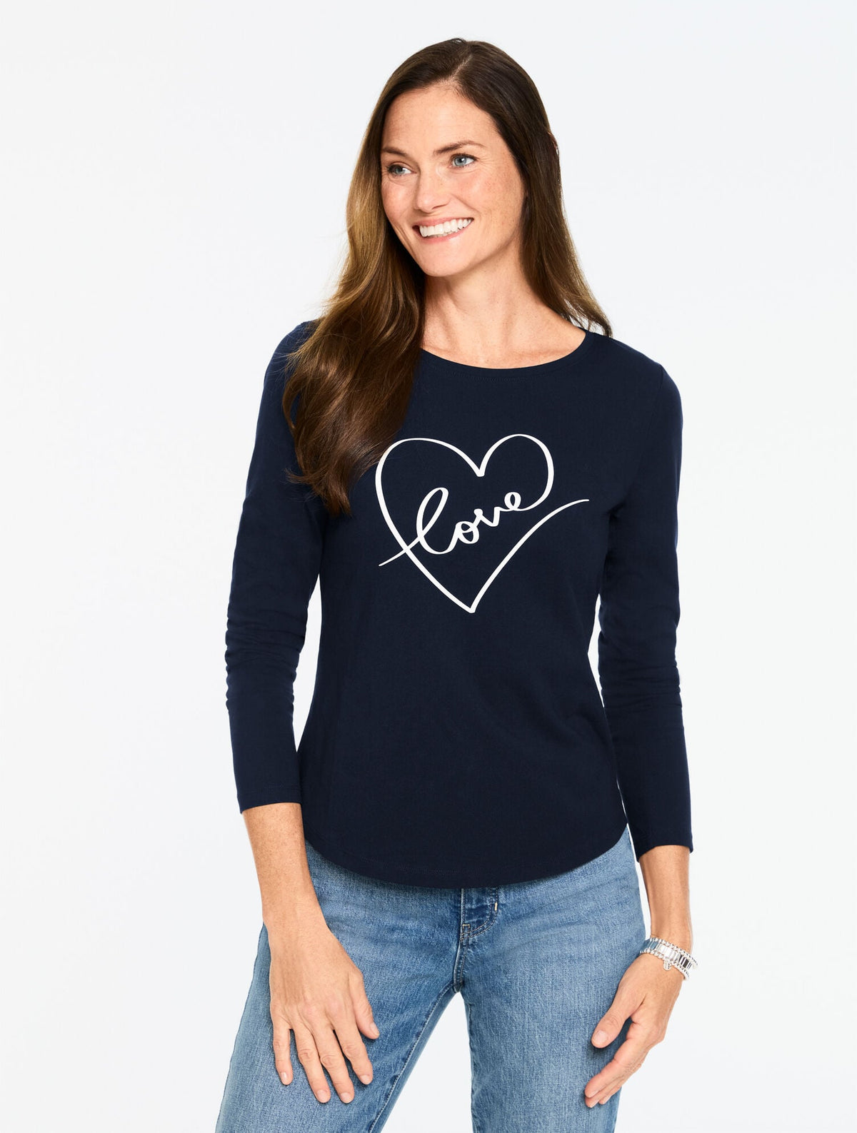 LONG SLEEVE CREWNECK TEE - LOVE HEART