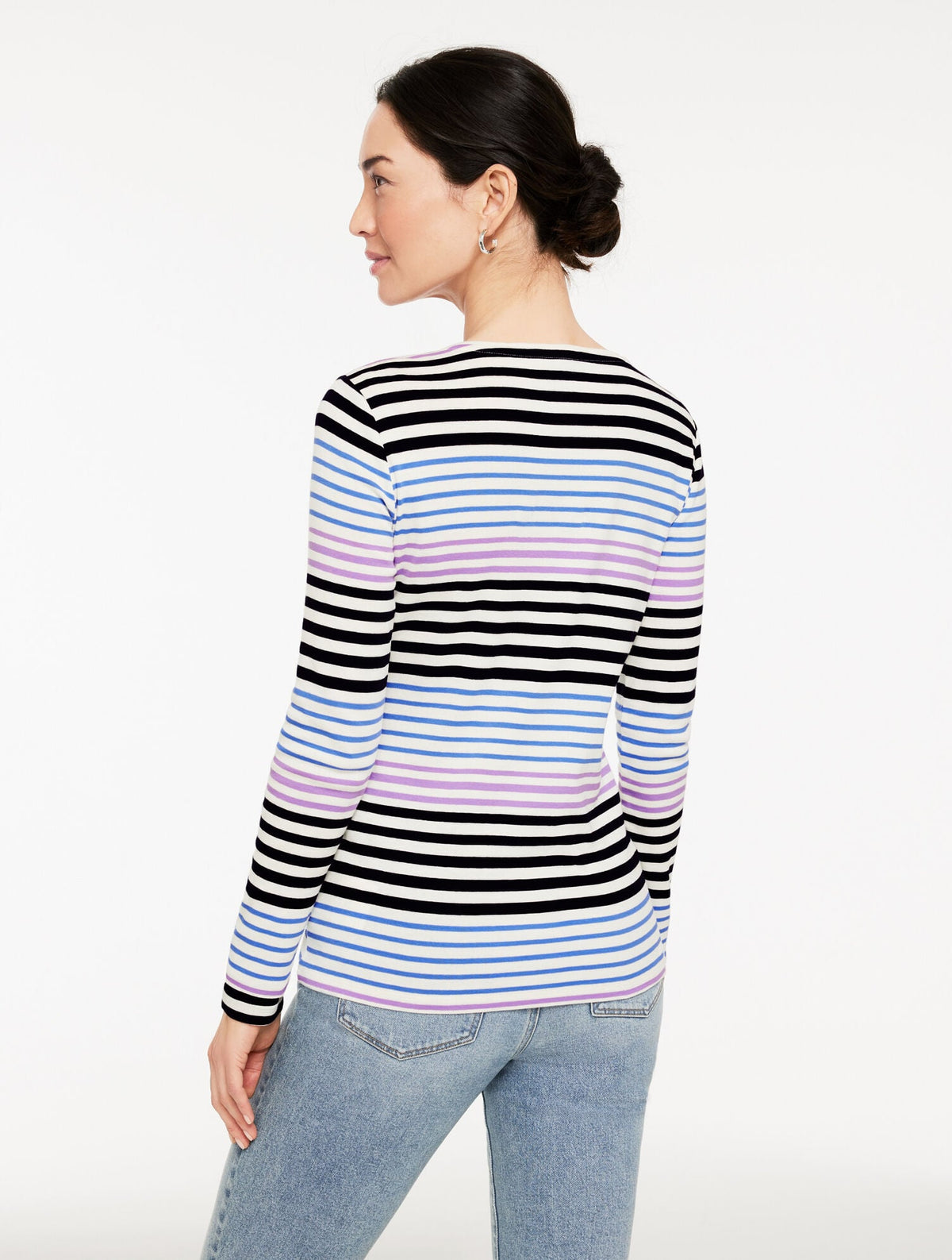 LONG SLEEVE CREWNECK TEE - KRISTY STRIPE