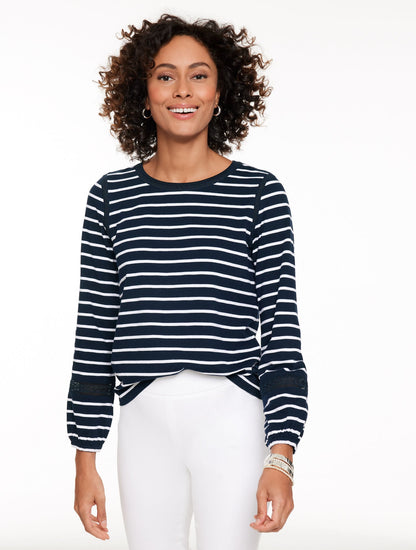 MODERN ROMANCE LACE TRIM TOP - LORELAI STRIPE
