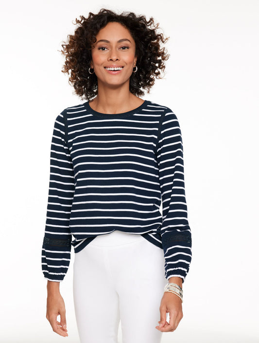 MODERN ROMANCE LACE TRIM TOP - LORELAI STRIPE