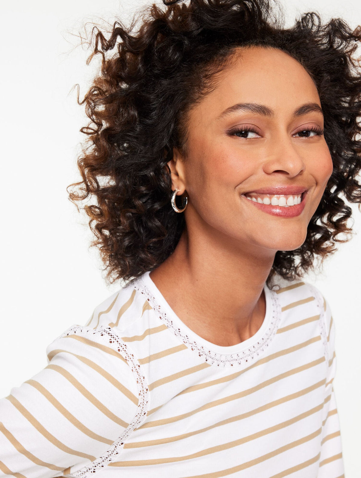 MODERN ROMANCE LACE TRIM TOP - LORELAI STRIPE