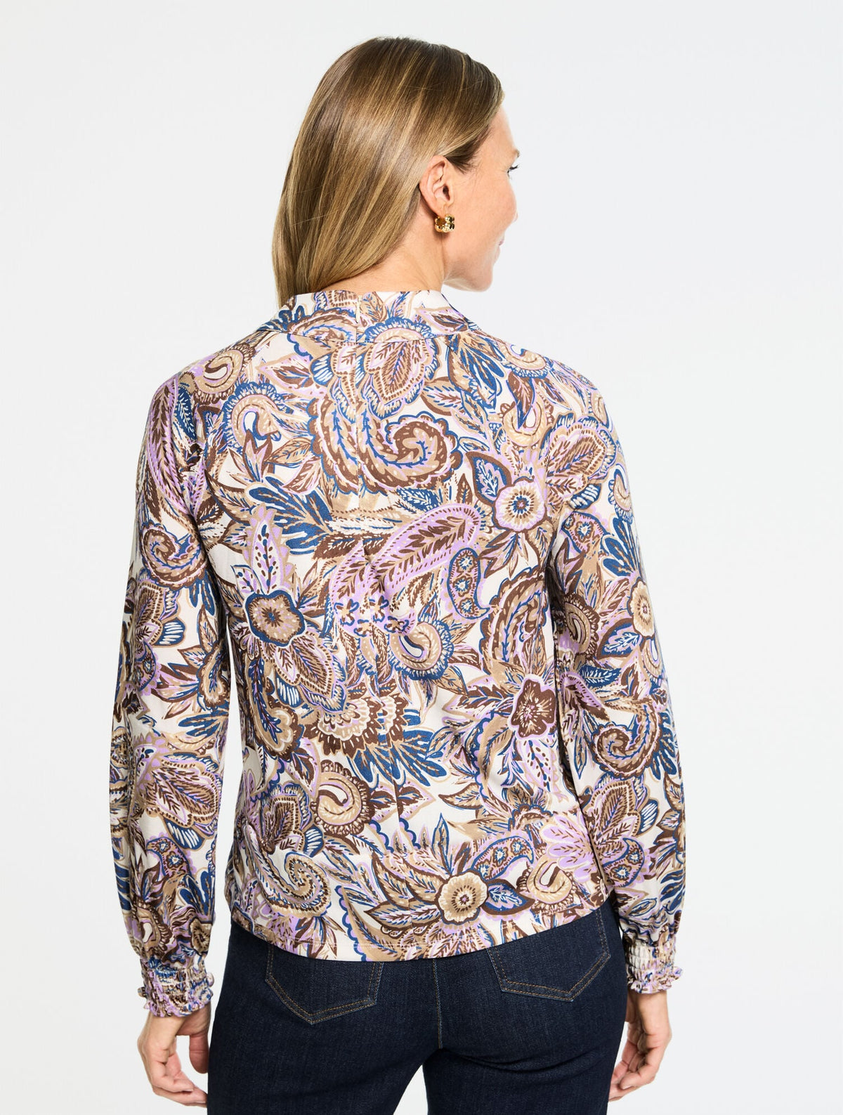 MOCKNECK KNIT BLOUSE - PAISLEY BOUQUET