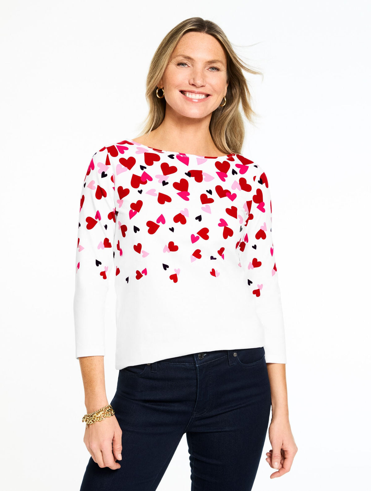 BATEAU NECK TEE - SCATTERED HEARTS