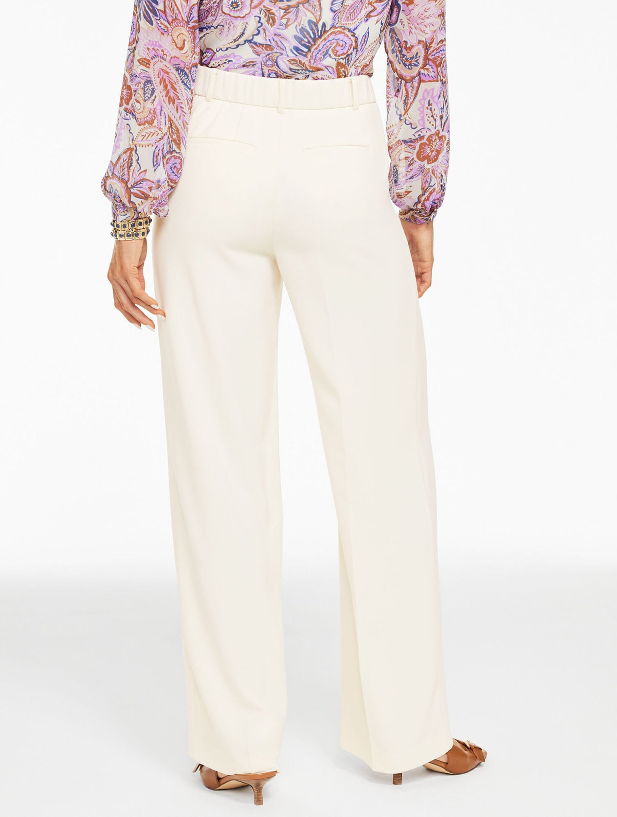WIDE LEG POLISHED CREPE PANTS