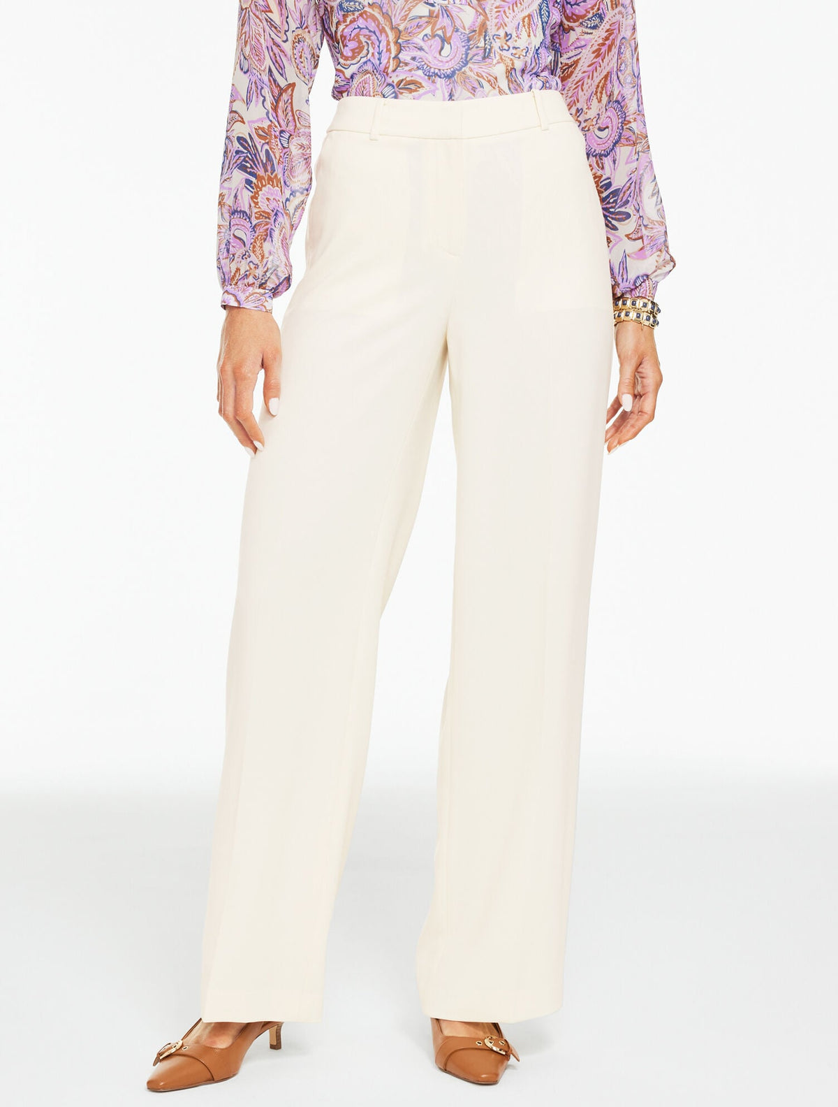 WIDE LEG POLISHED CREPE PANTS