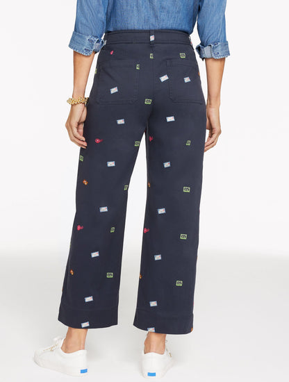 WIDE ANKLE HERITAGE TWILL PANTS - WANDERLUST STAMPS