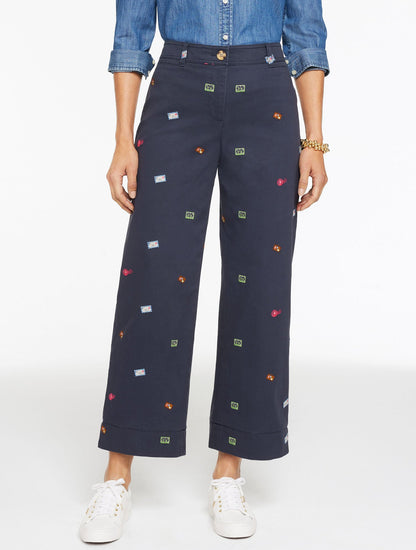 WIDE ANKLE HERITAGE TWILL PANTS - WANDERLUST STAMPS