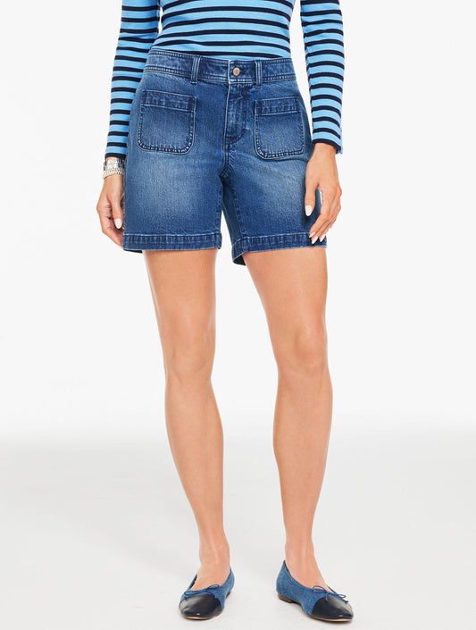 PATCH POCKET DENIM SHORTS - WILEY WASH