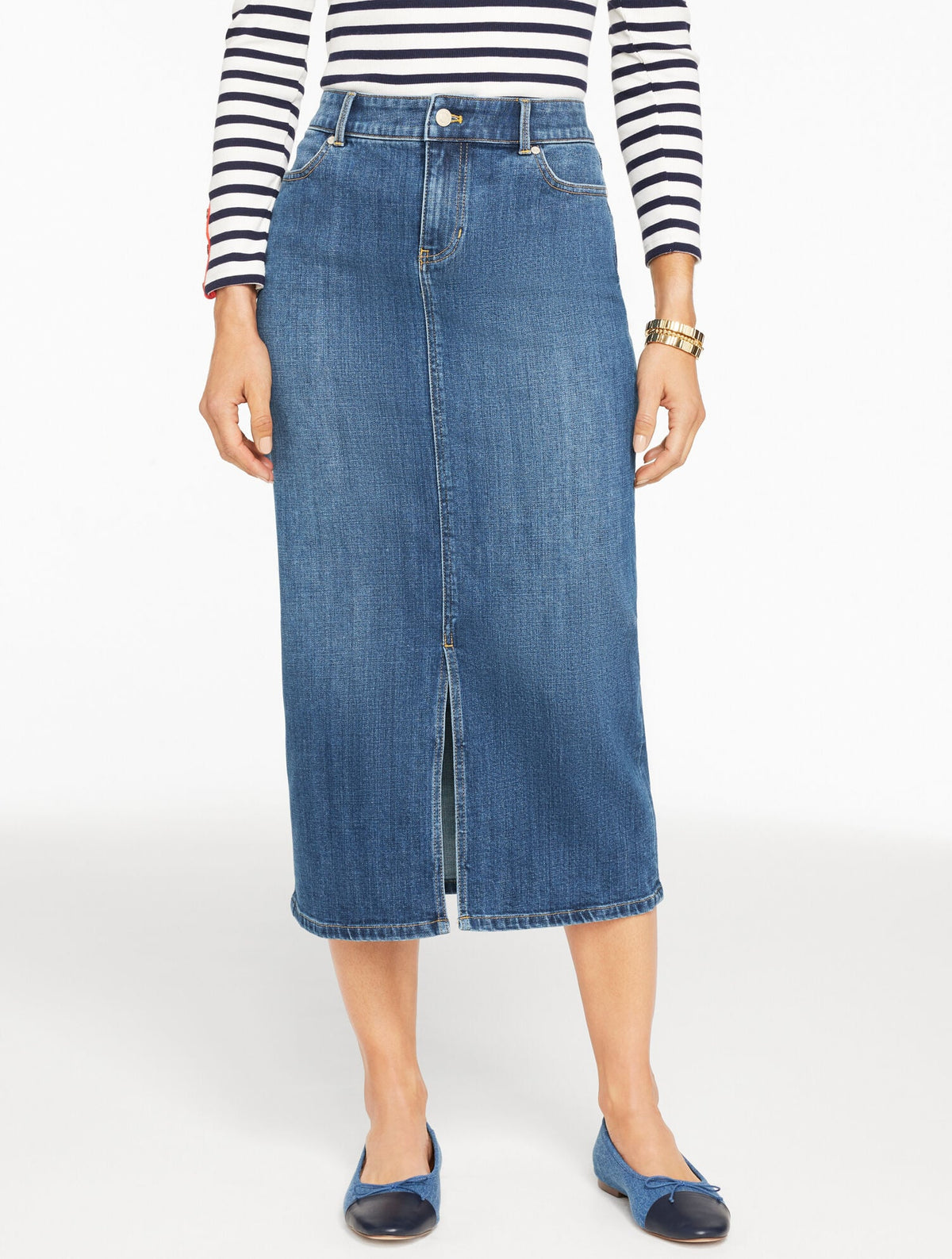 DENIM MIDI SKIRT - MIRAMAR WASH
