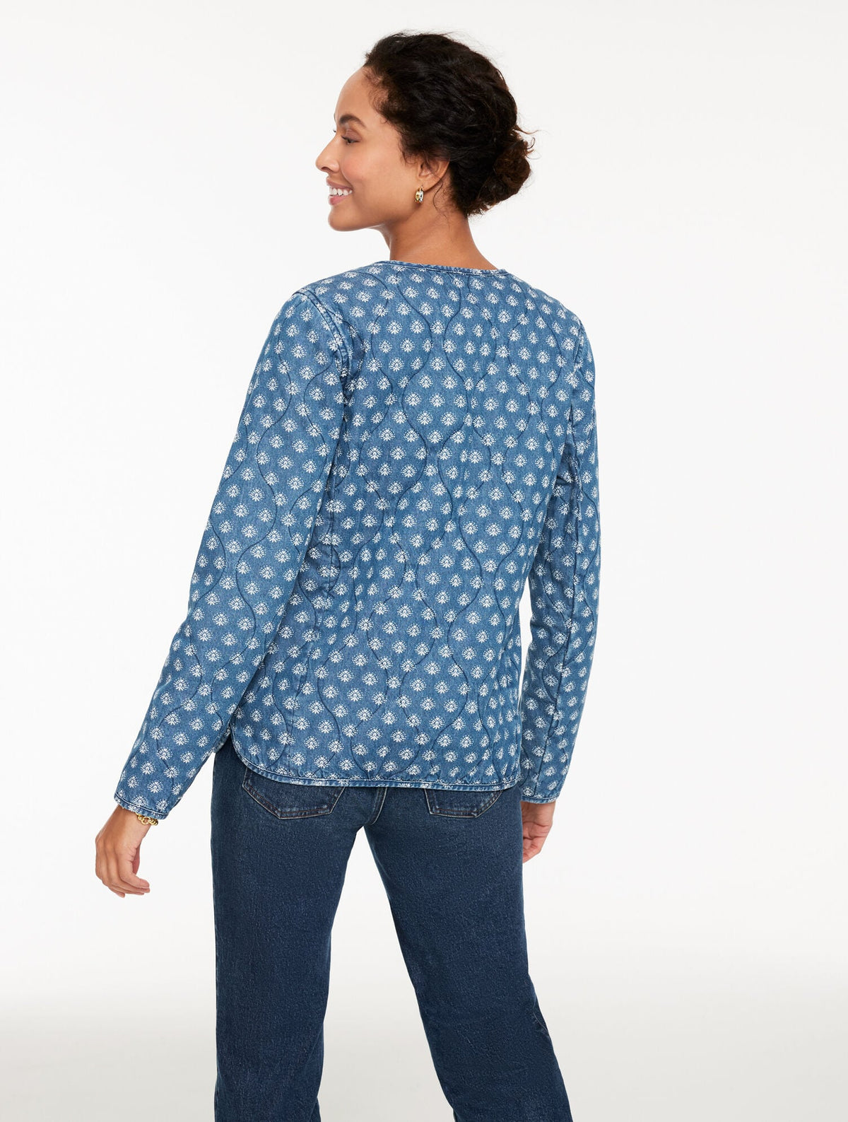 QUILTED DENIM JACKET - IKAT MEDALLION