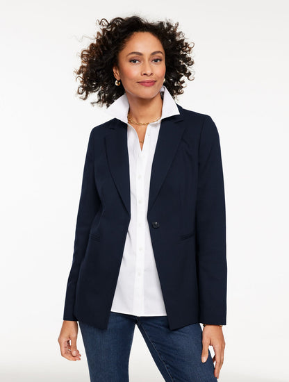 SINGLE BUTTON TWILL BLAZER