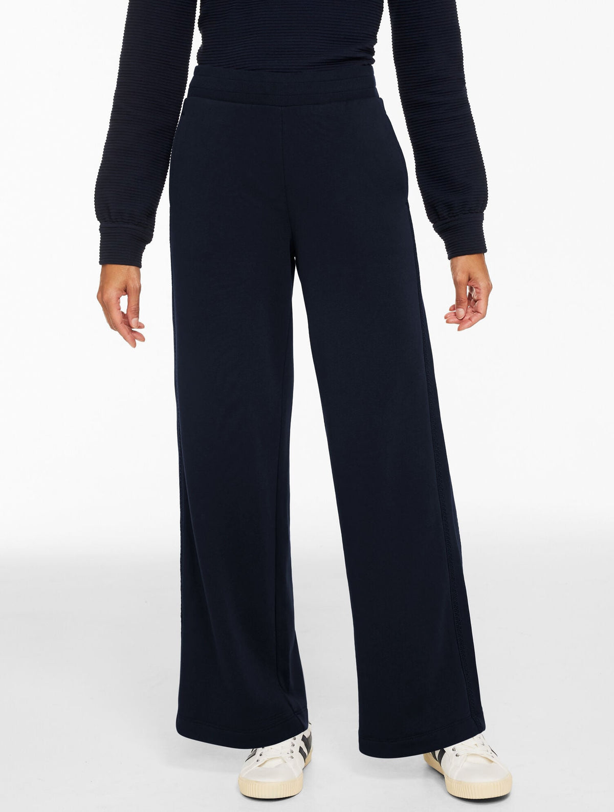 COZY FLEECE RELAXED LEG PANTS - PICOT TRIM