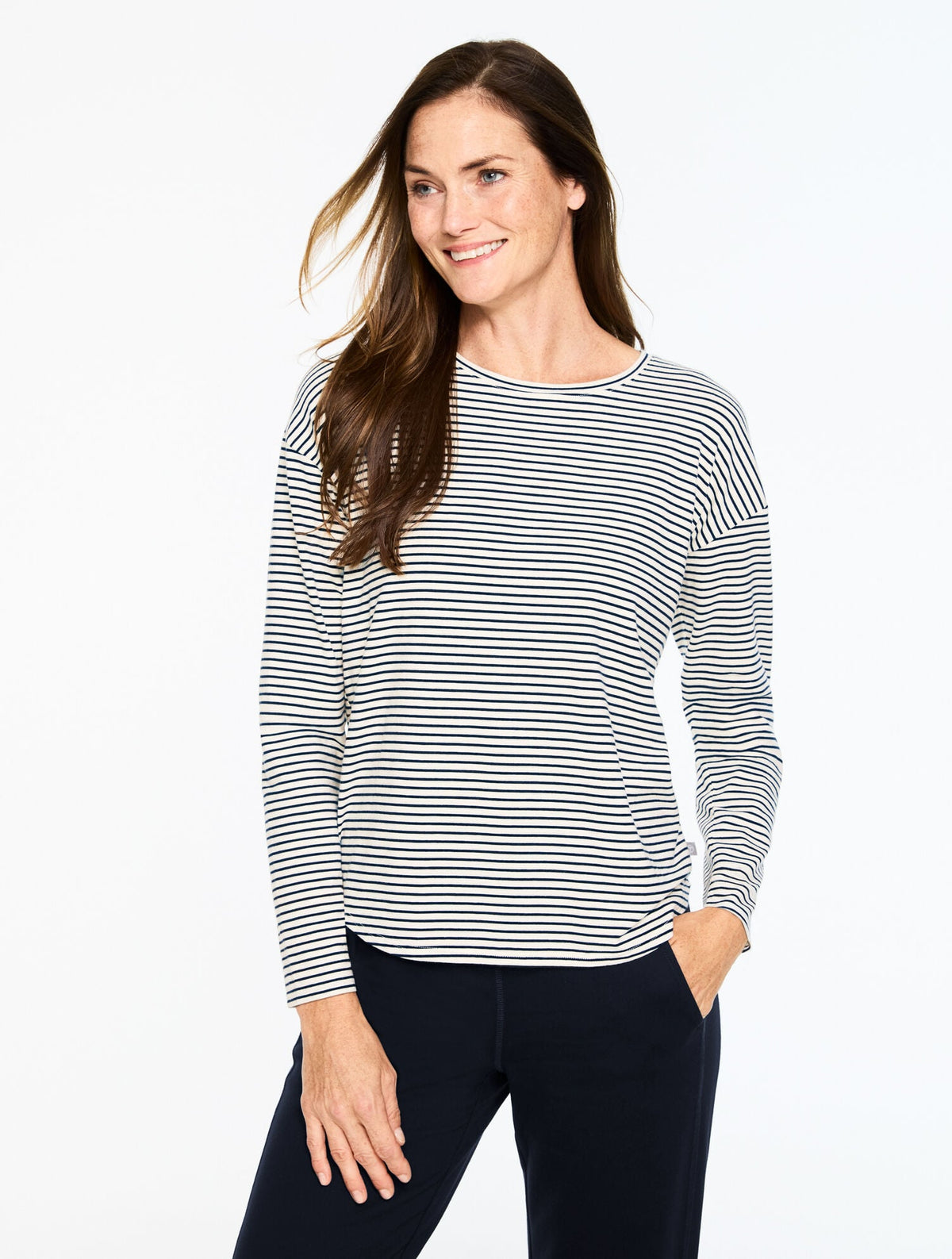 RIBBED CREWNECK TEE - CHERISH STRIPE