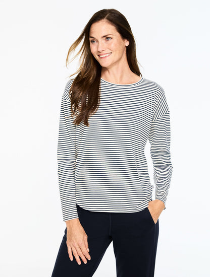 RIBBED CREWNECK TEE - CHERISH STRIPE