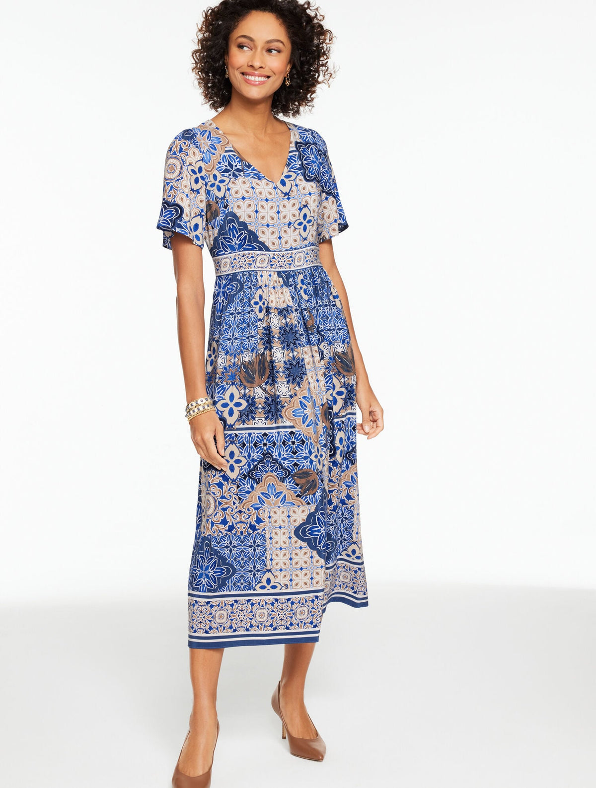 SHORT SLEEVE FIT & FLARE DRESS - CASABLANCA