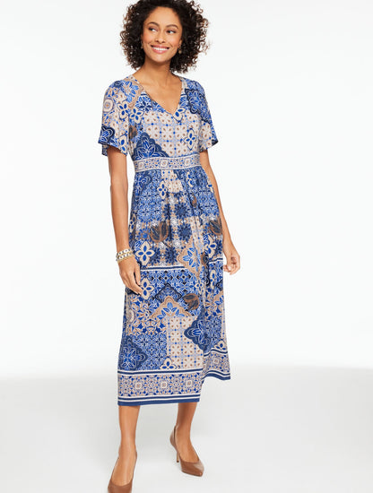 SHORT SLEEVE FIT & FLARE DRESS - CASABLANCA