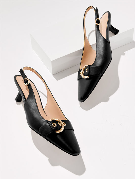 TABITHA BUCKLE NAPPA SLINGBACK PUMPS