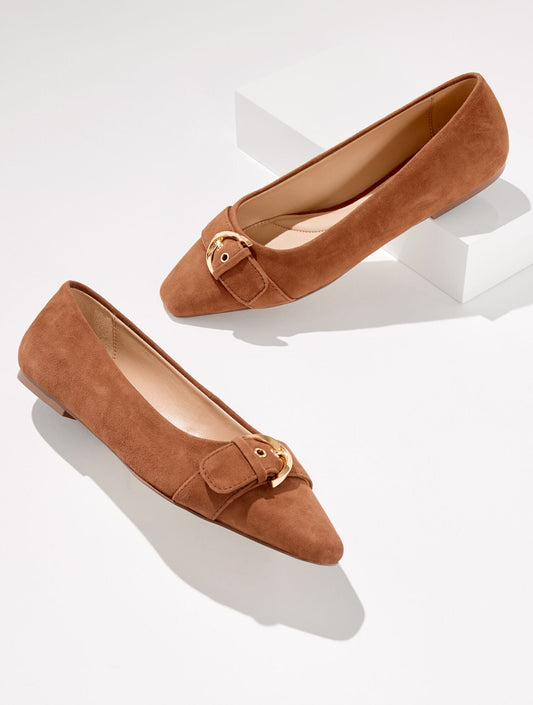 WHITLEY BUCKLE SUEDE BALLET FLATS