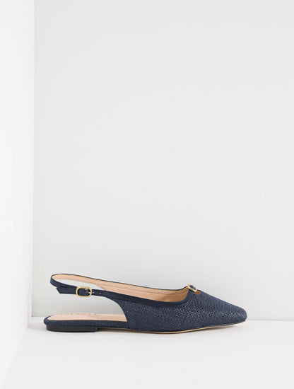 WHITLEY SHIMMER RAFFIA SLINGBACK FLATS