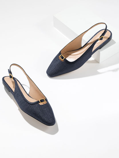 WHITLEY SHIMMER RAFFIA SLINGBACK FLATS