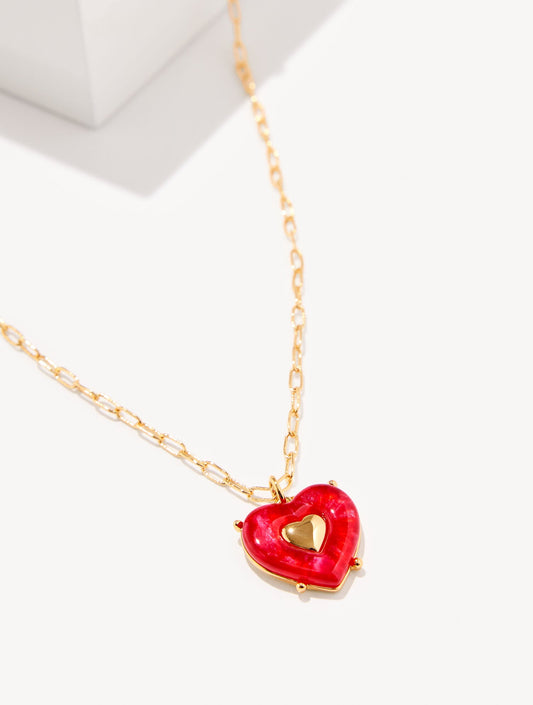 RED VELVET HEART PENDANT NECKLACE