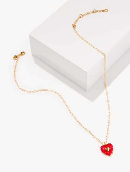 RED VELVET HEART PENDANT NECKLACE