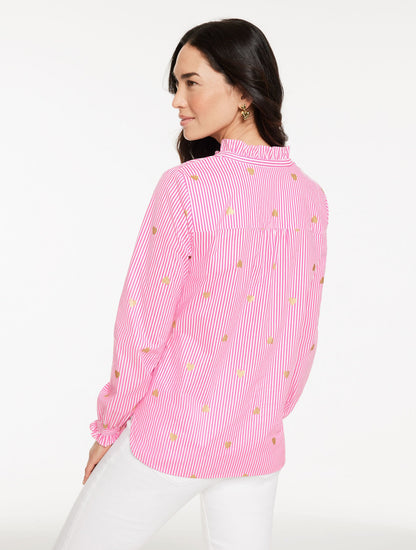 HEART STRIPE POPLIN TOP