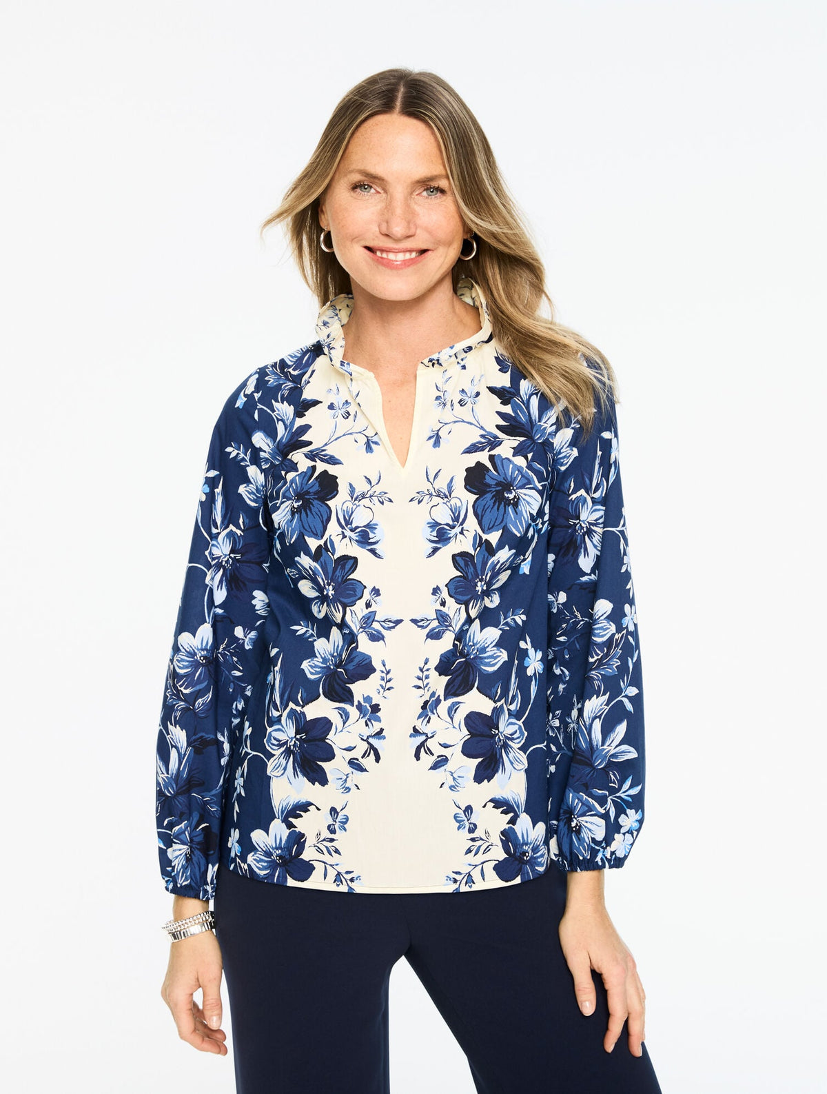 EXQUISITE BLOOMS POPLIN TOP