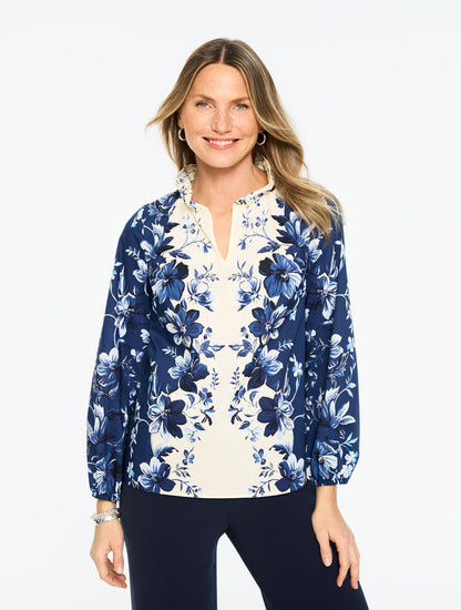 EXQUISITE BLOOMS POPLIN TOP