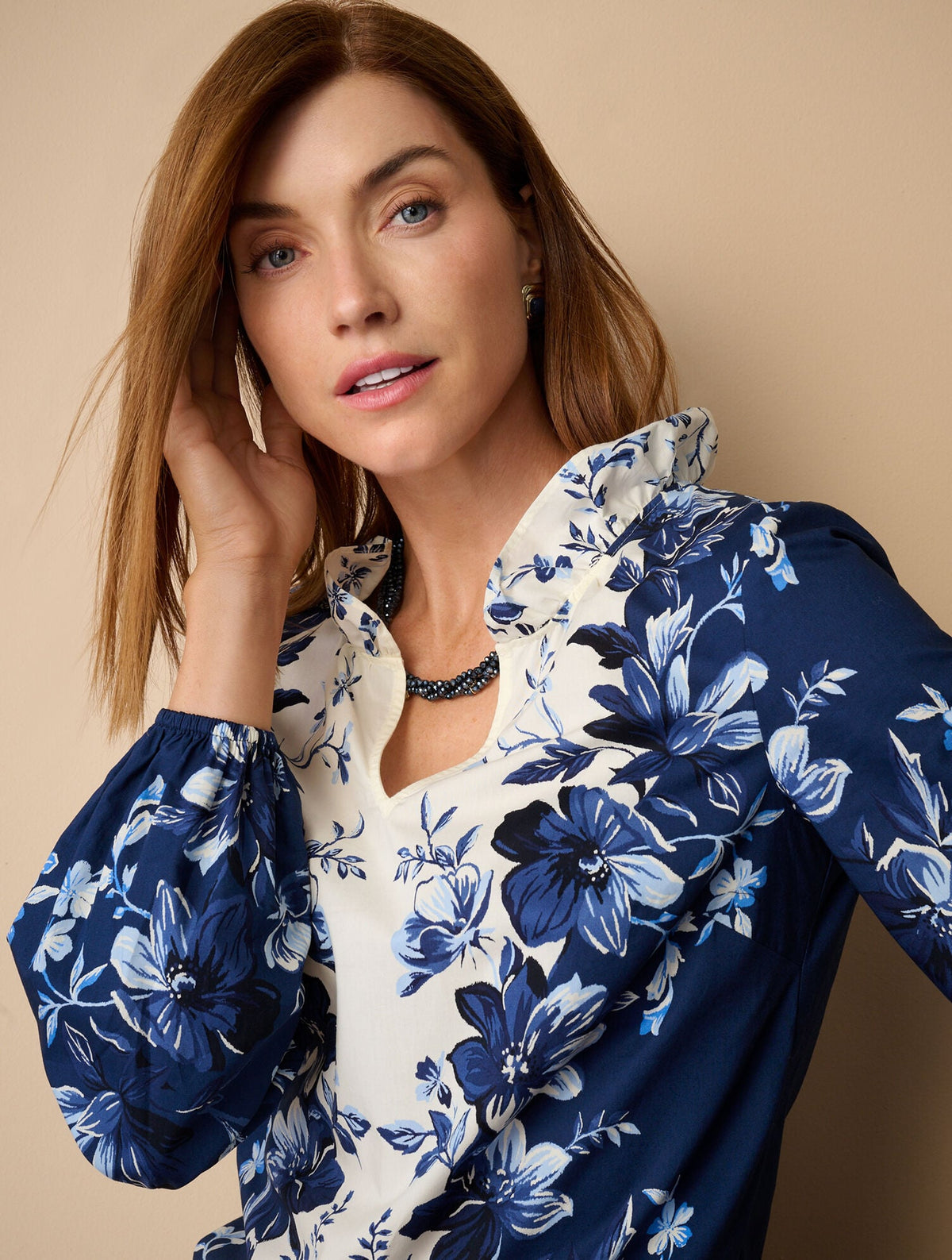 EXQUISITE BLOOMS POPLIN TOP