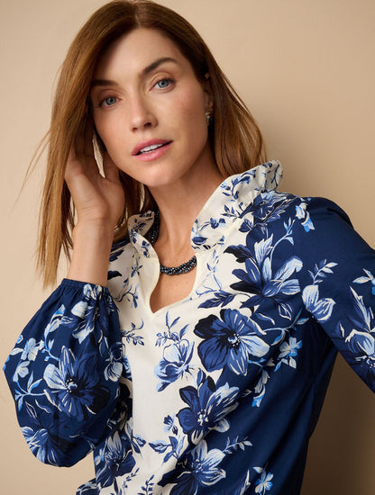 EXQUISITE BLOOMS POPLIN TOP