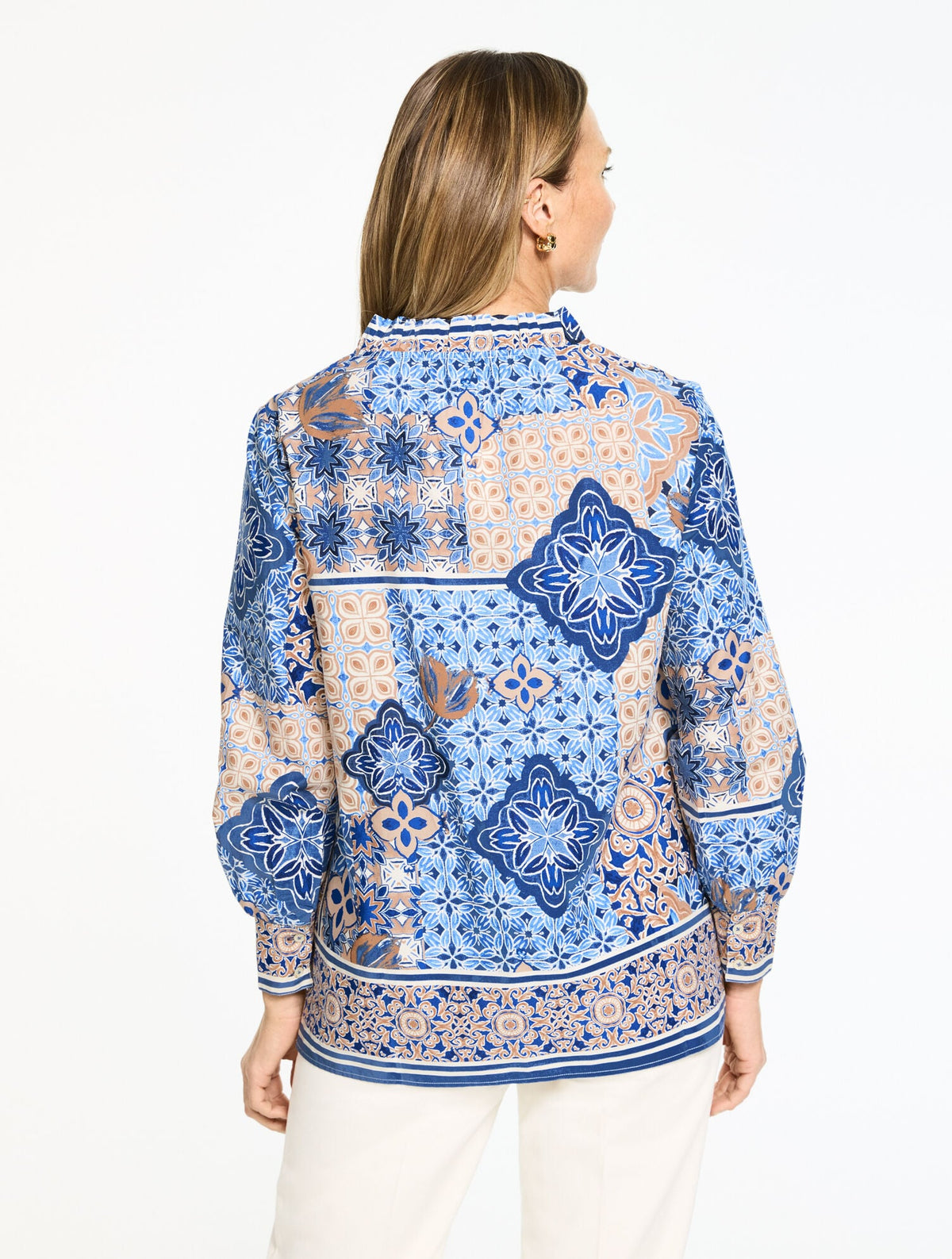 WATERCOLOR TILES POPLIN TOP