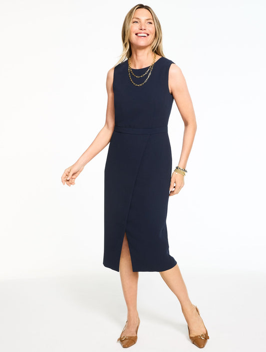 POLISHED CREPE SHEATH DRESS