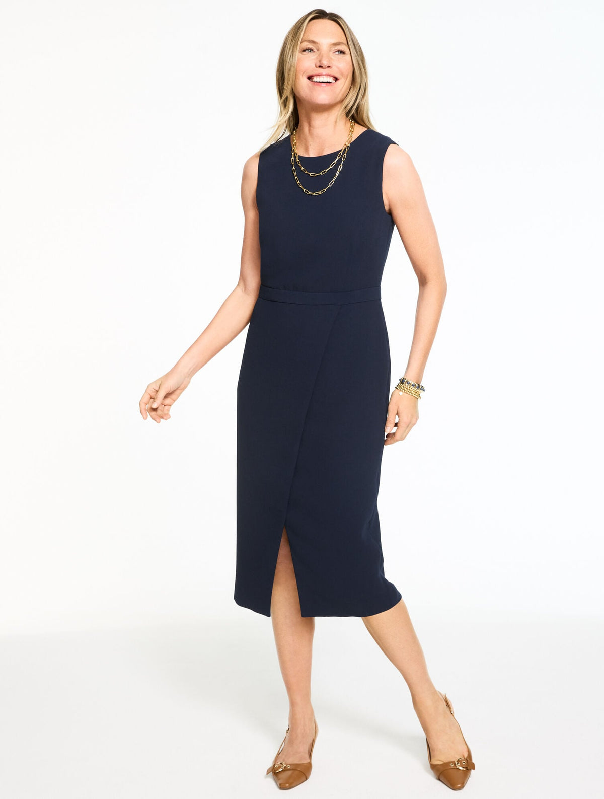 POLISHED CREPE SHEATH DRESS