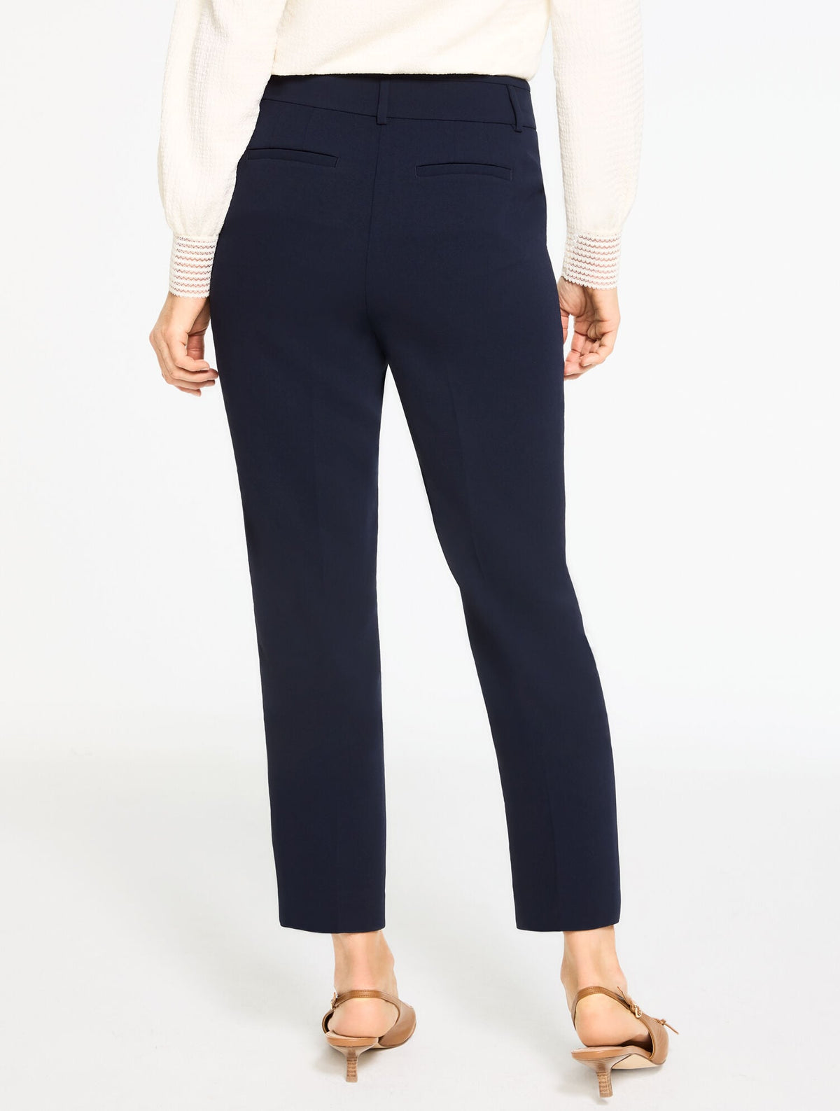 TAPERED ANKLE POLISHED CREPE PANTS