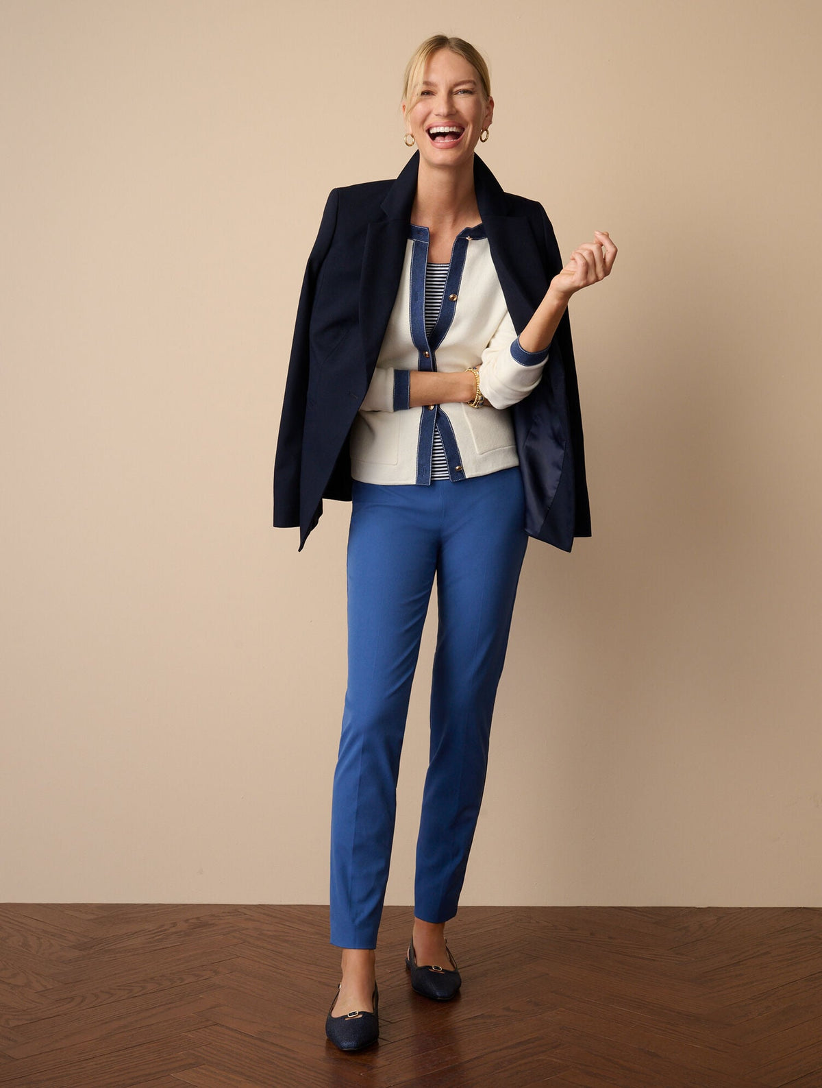 DENIM TRIM CARDIGAN