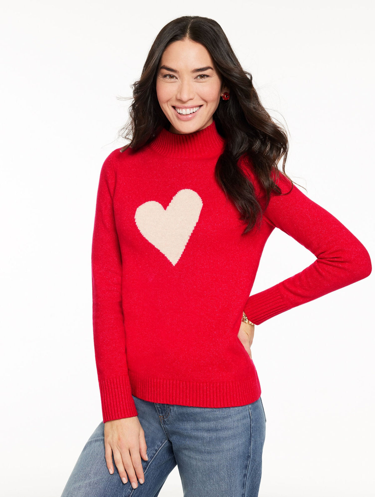 MOCKNECK PULLOVER - INTARSIA HEART
