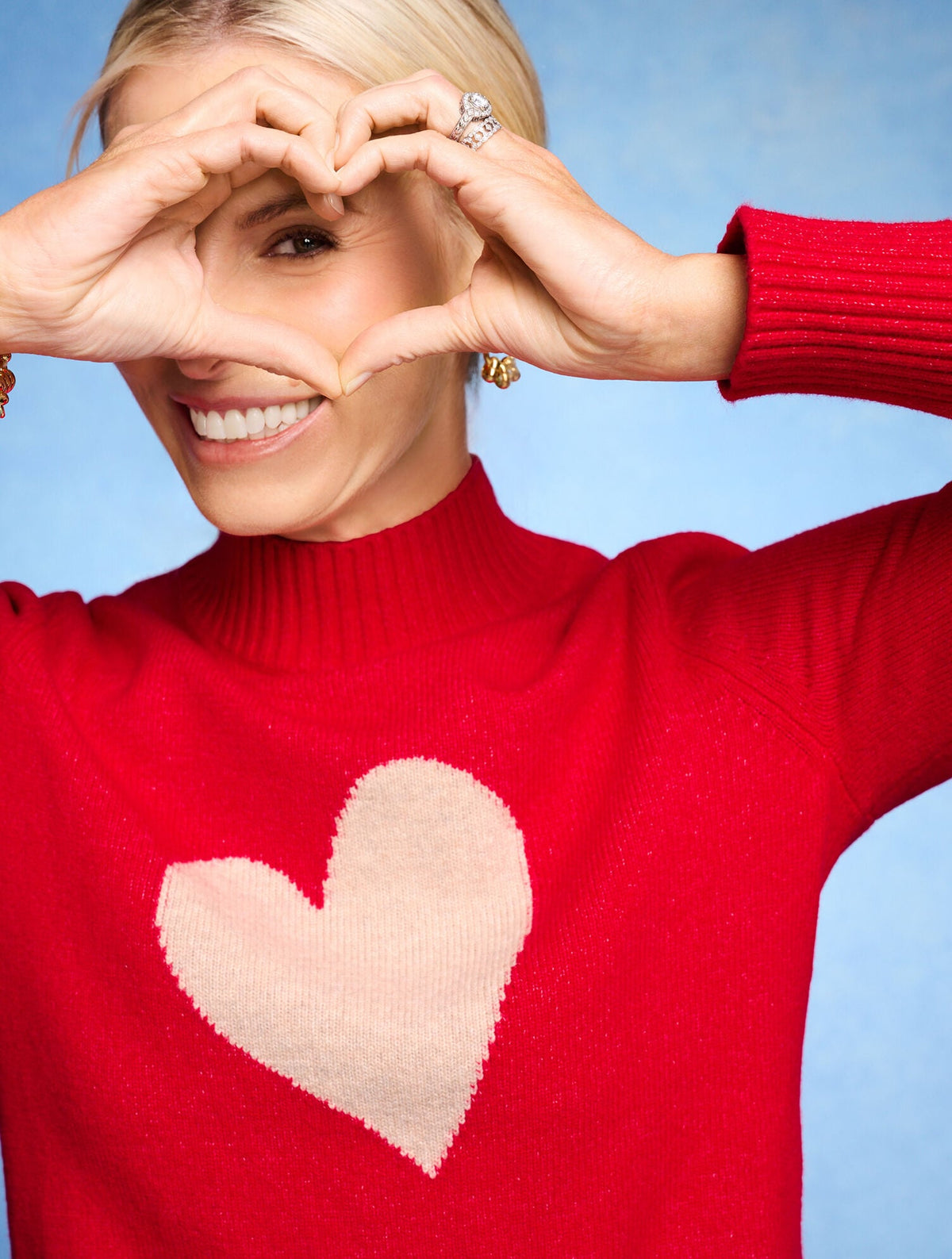 MOCKNECK PULLOVER - INTARSIA HEART