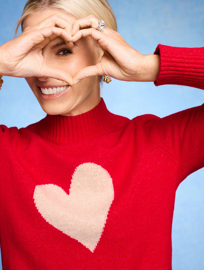 MOCKNECK PULLOVER - INTARSIA HEART